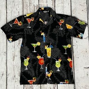 Vintage Aloha Republic Cocktail Design Hawaiian Honeymoon Button Down Shirt